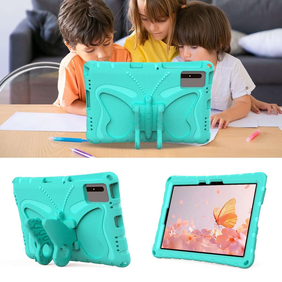 For Xiaomi Redmi Pad 2 /SE 11 2025 Butterfly Bracket EVA Shockproof Tablet Case(Mint Green)
