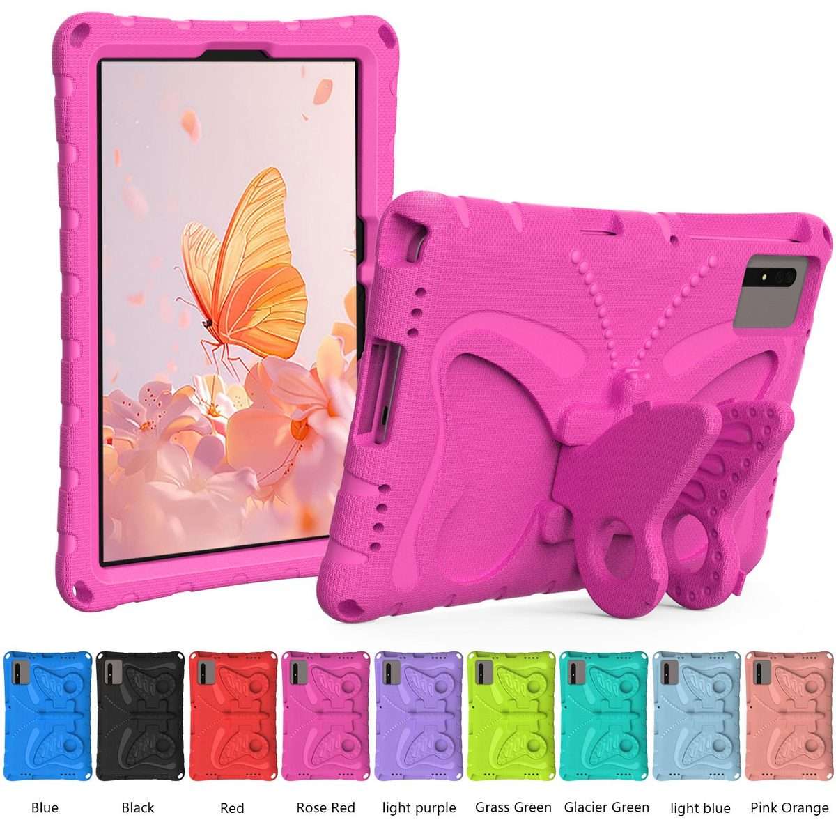 For Xiaomi Redmi Pad 2 /SE 11 2025 Butterfly Bracket EVA Shockproof Tablet Case(Rose Red)