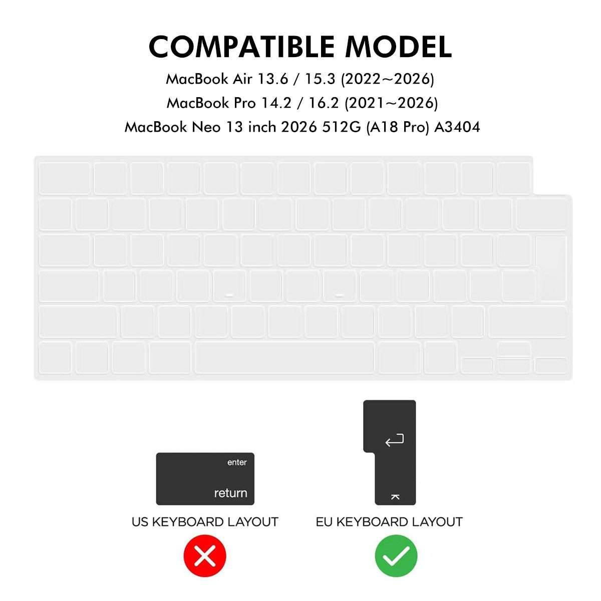 For MacBook Pro 14.2 / 16.2 / Air 13.6 / 15.3 ENKAY EU Version Soft TPU Keyboard Protector Film