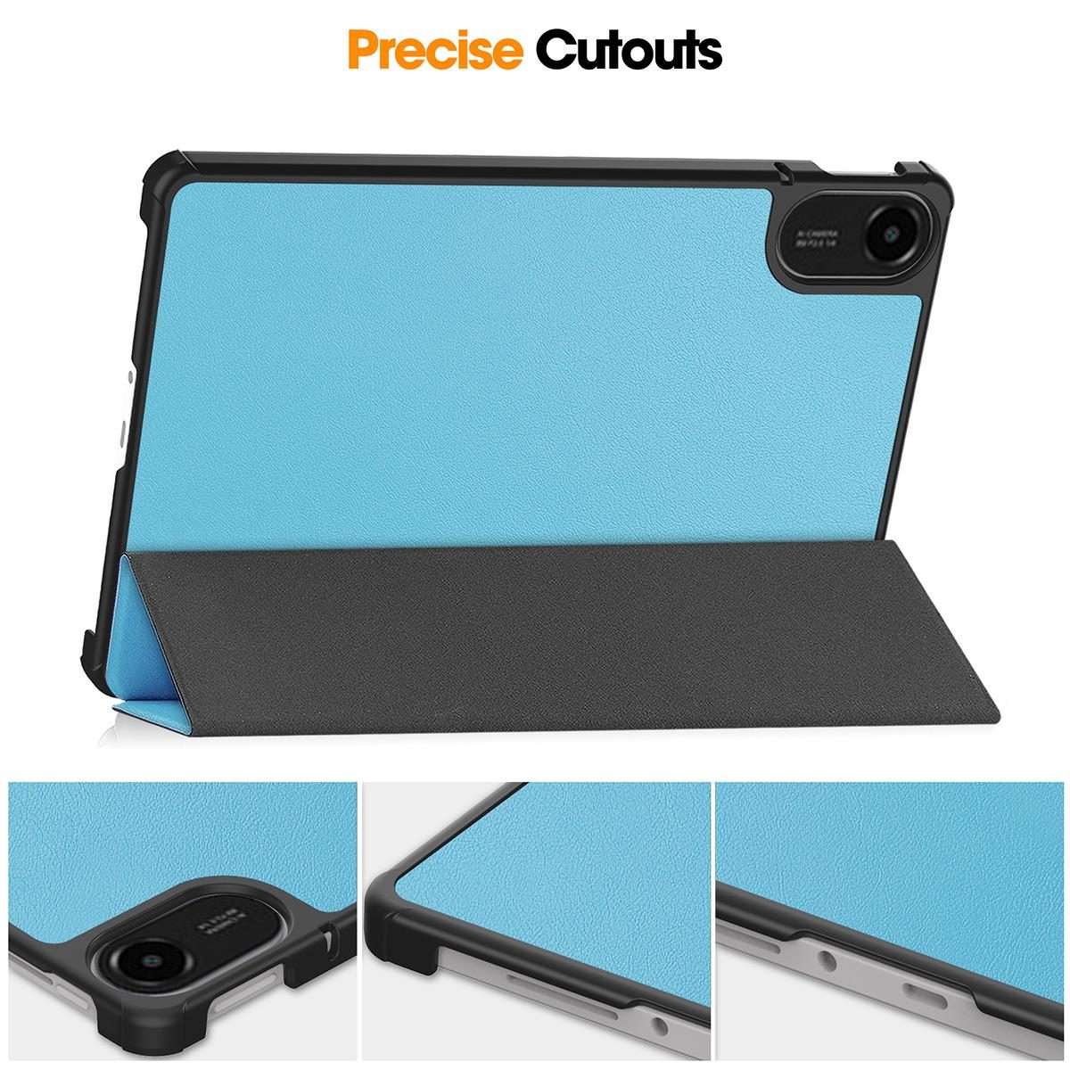 For Redmi Pad 2 11.0 ENKAY Tri-fold Custer Texture Leather Smart Tablet Case(Black)