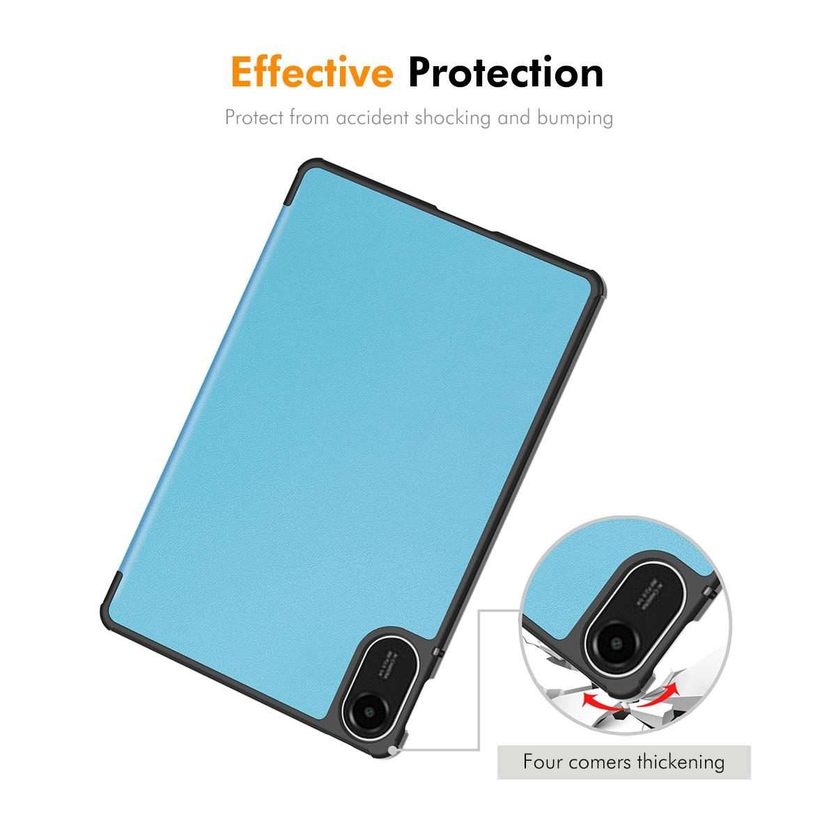 For Redmi Pad 2 11.0 ENKAY Tri-fold Custer Texture Leather Smart Tablet Case(Black)