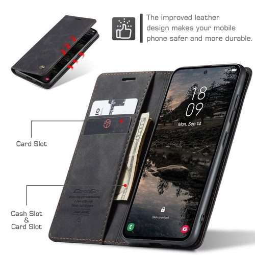 For Samsung Galaxy S25 5G CaseMe 013 Multifunctional Horizontal Flip Leather Phone Case(Black)