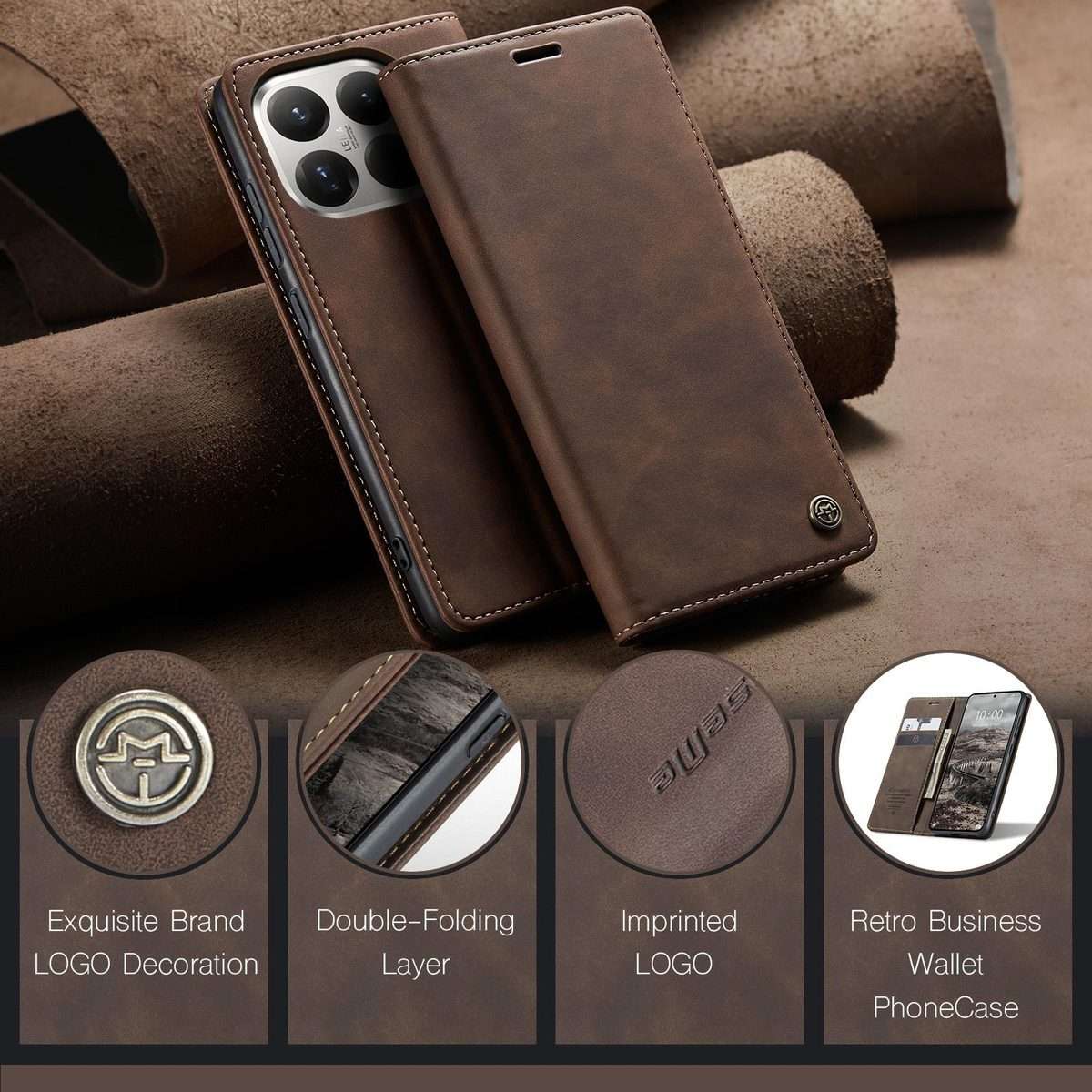 For Xiaomi 15T Pro CaseMe 013 Multifunctional Horizontal Flip Leather Phone Case(Coffee)