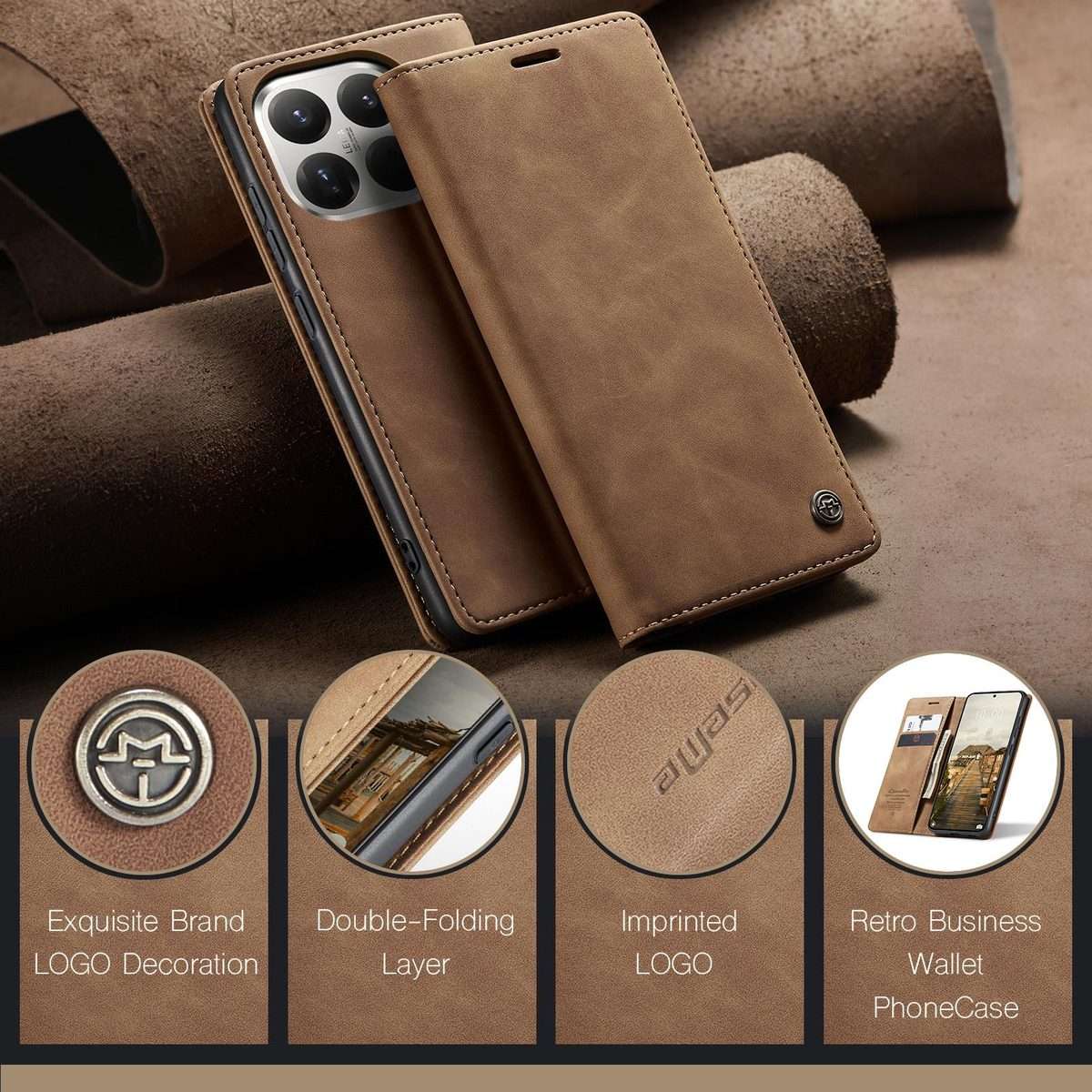 For Xiaomi 15T Pro CaseMe 013 Multifunctional Horizontal Flip Leather Phone Case(Brown)