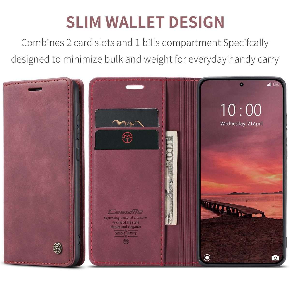 For Xiaomi 15T Pro CaseMe 013 Multifunctional Horizontal Flip Leather Phone Case(Red)