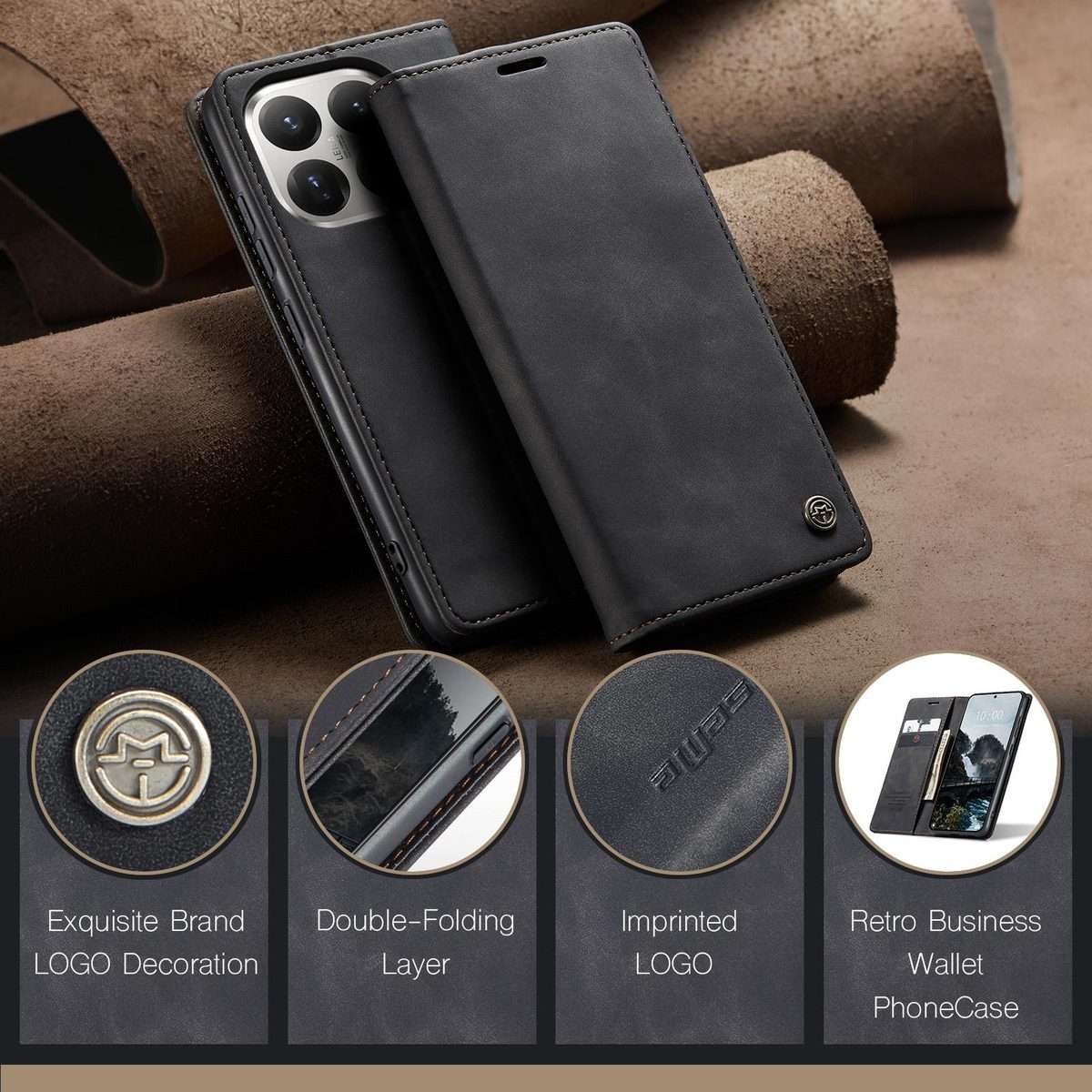 For Xiaomi 15T Pro CaseMe 013 Multifunctional Horizontal Flip Leather Phone Case(Black)