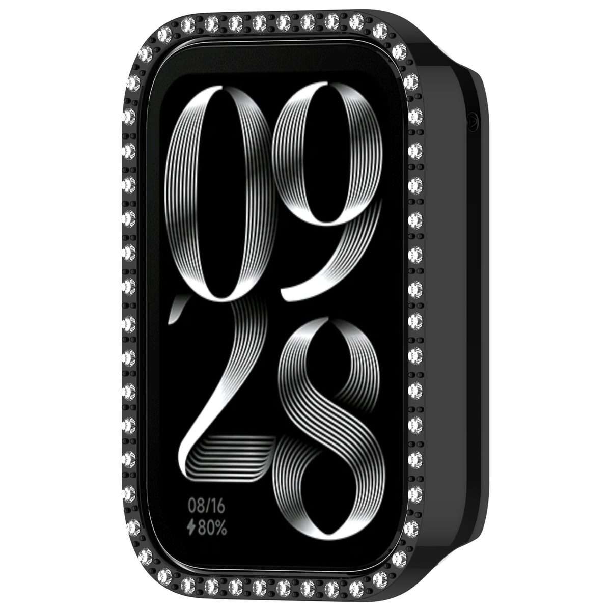 For Xiaomi Smart Band 9 Pro Diamond PC Half Coverage Watch Protective Case(Black)