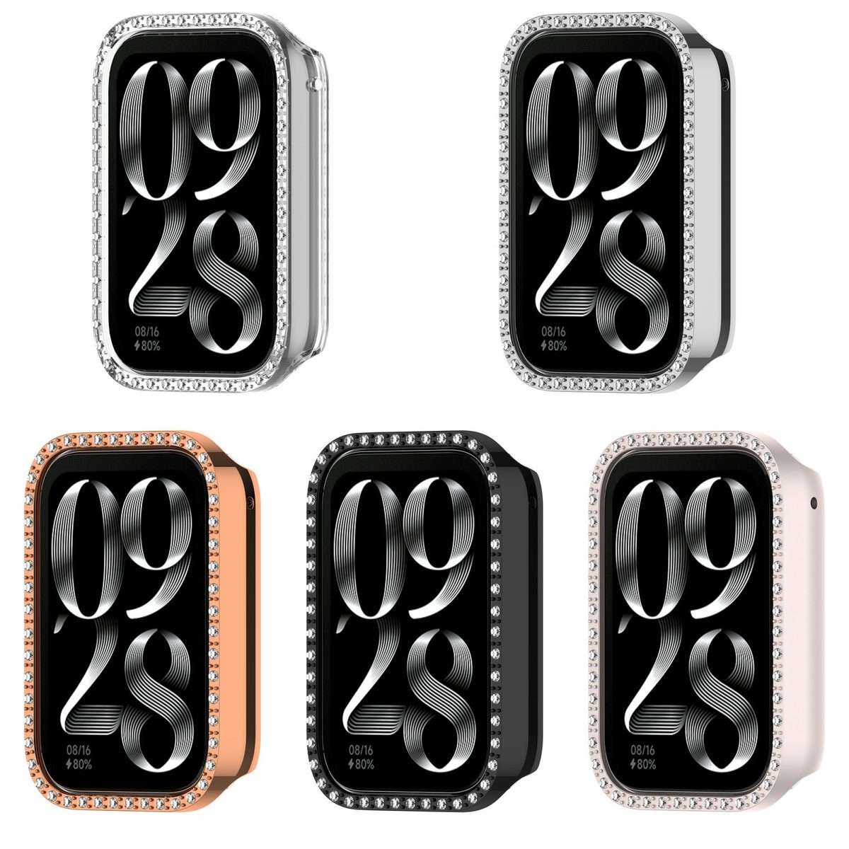 For Xiaomi Smart Band 9 Pro Diamond PC Half Coverage Watch Protective Case(Black)