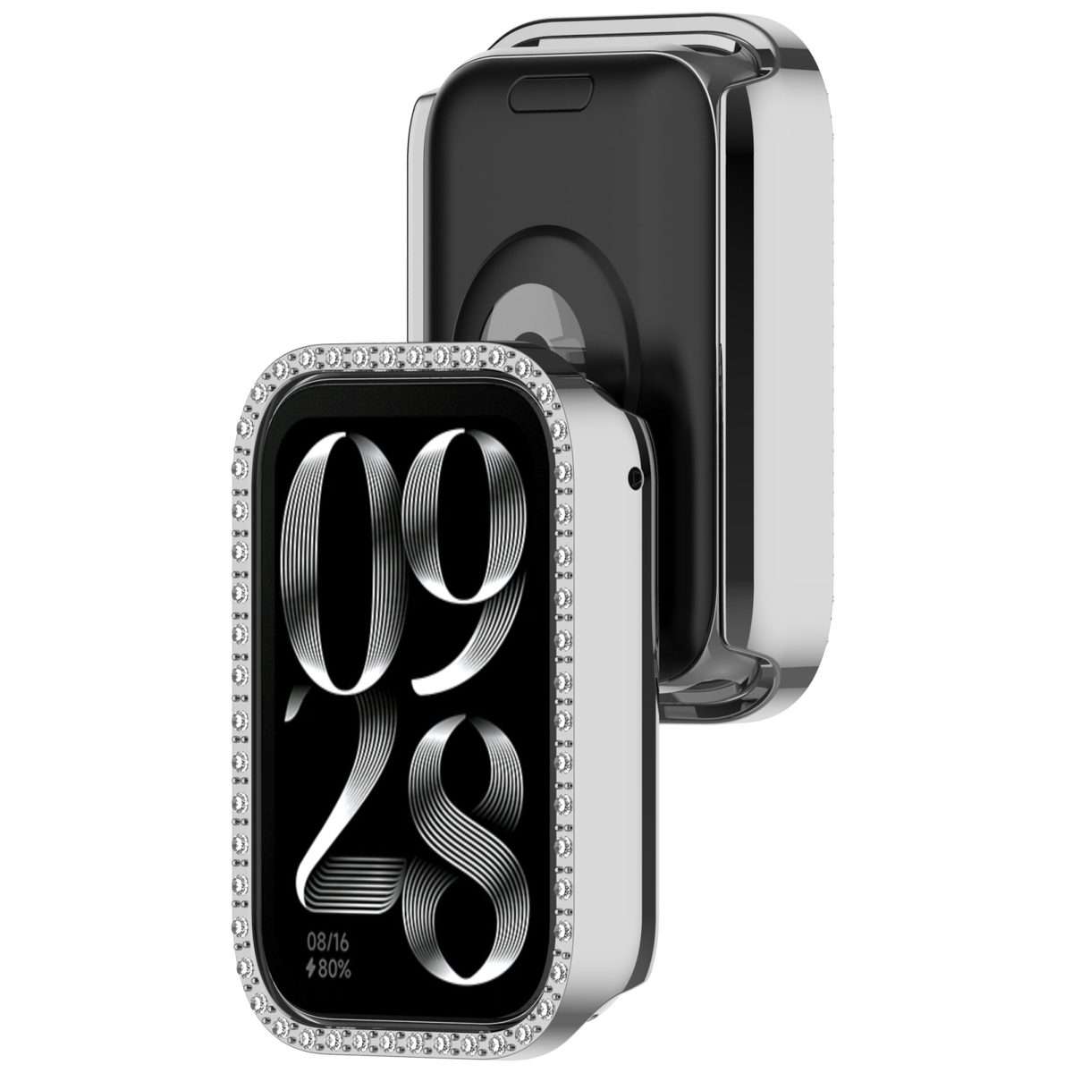 For Xiaomi Smart Band 9 Pro Diamond PC Half Coverage Watch Protective Case(Silver)