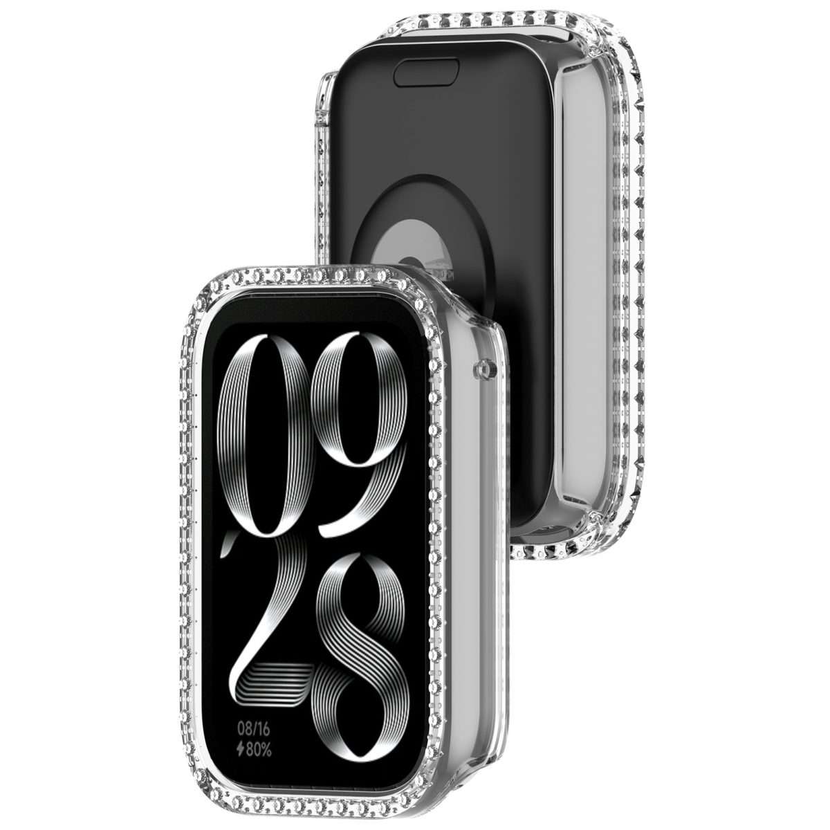 For Xiaomi Smart Band 9 Pro Diamond PC Half Coverage Watch Protective Case(Transparent)