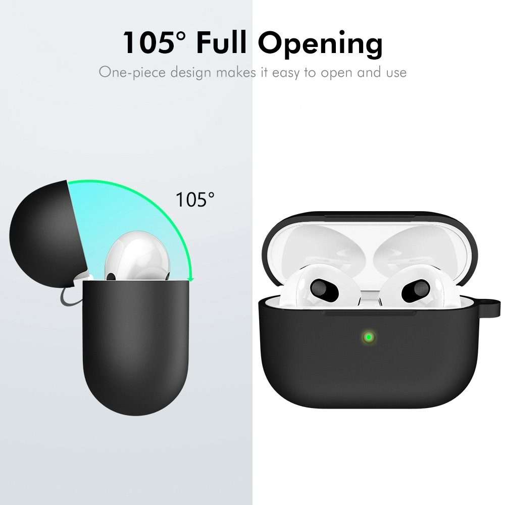 For Apple AirPods 4 2024 ENKAY Hat-Prince Thickened Silicone Case with Hook and ... (Light Green)
