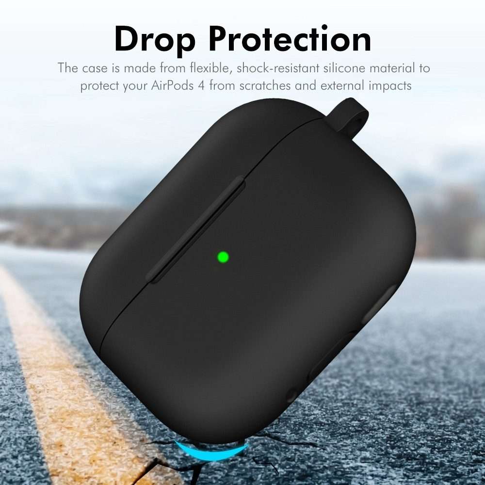 For Apple AirPods 4 2024 ENKAY Hat-Prince Thickened Silicone Case with Hook and ... (Light Green)