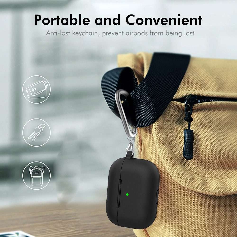 For Apple AirPods 4 2024 ENKAY Hat-Prince Thickened Silicone Case with Hook and ... (Light Green)