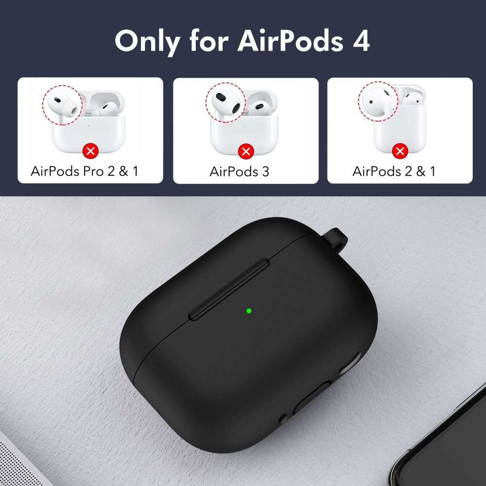 For Apple AirPods 4 2024 ENKAY Hat-Prince Thickened Silicone Case with Hook and ... (Light Green)