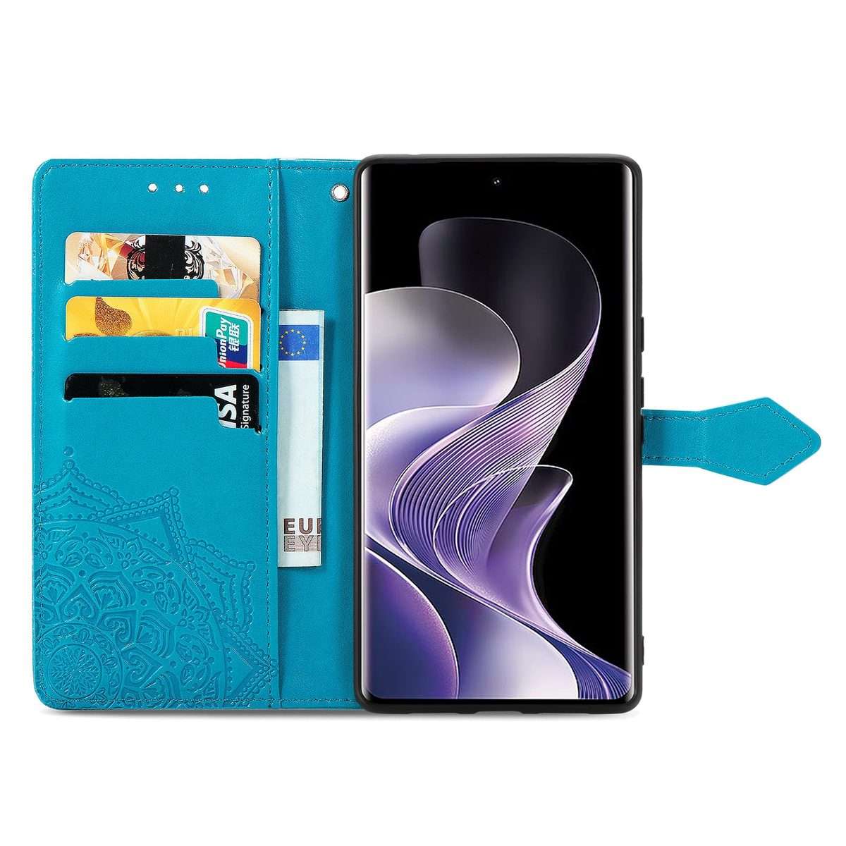 For Xiaomi Redmi Note 14 Pro 5G Mandala Flower Embossed Leather Phone Case(Blue)