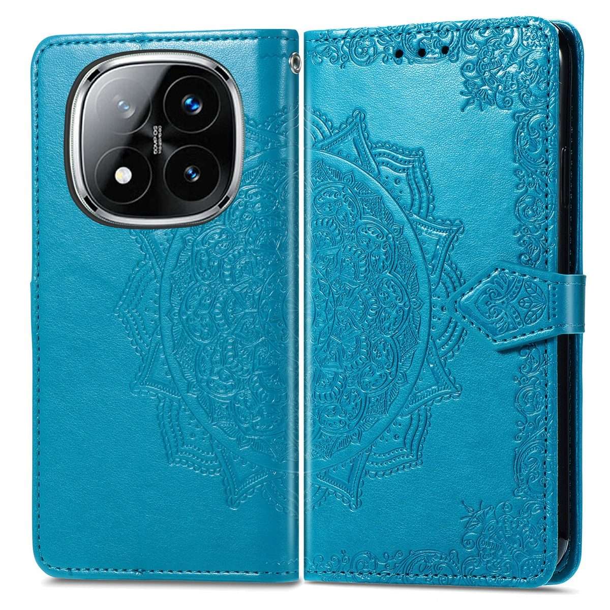 For Xiaomi Redmi Note 14 Pro+ 5G Mandala Flower Embossed Leather Phone Case(Blue)