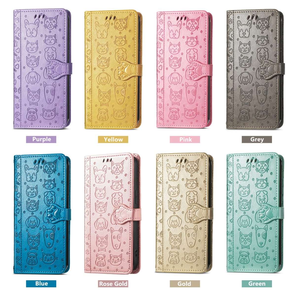 For Xiaomi Redmi Note 14 Pro 5G Cat and Dog Embossed Leather Phone Case(Blue)