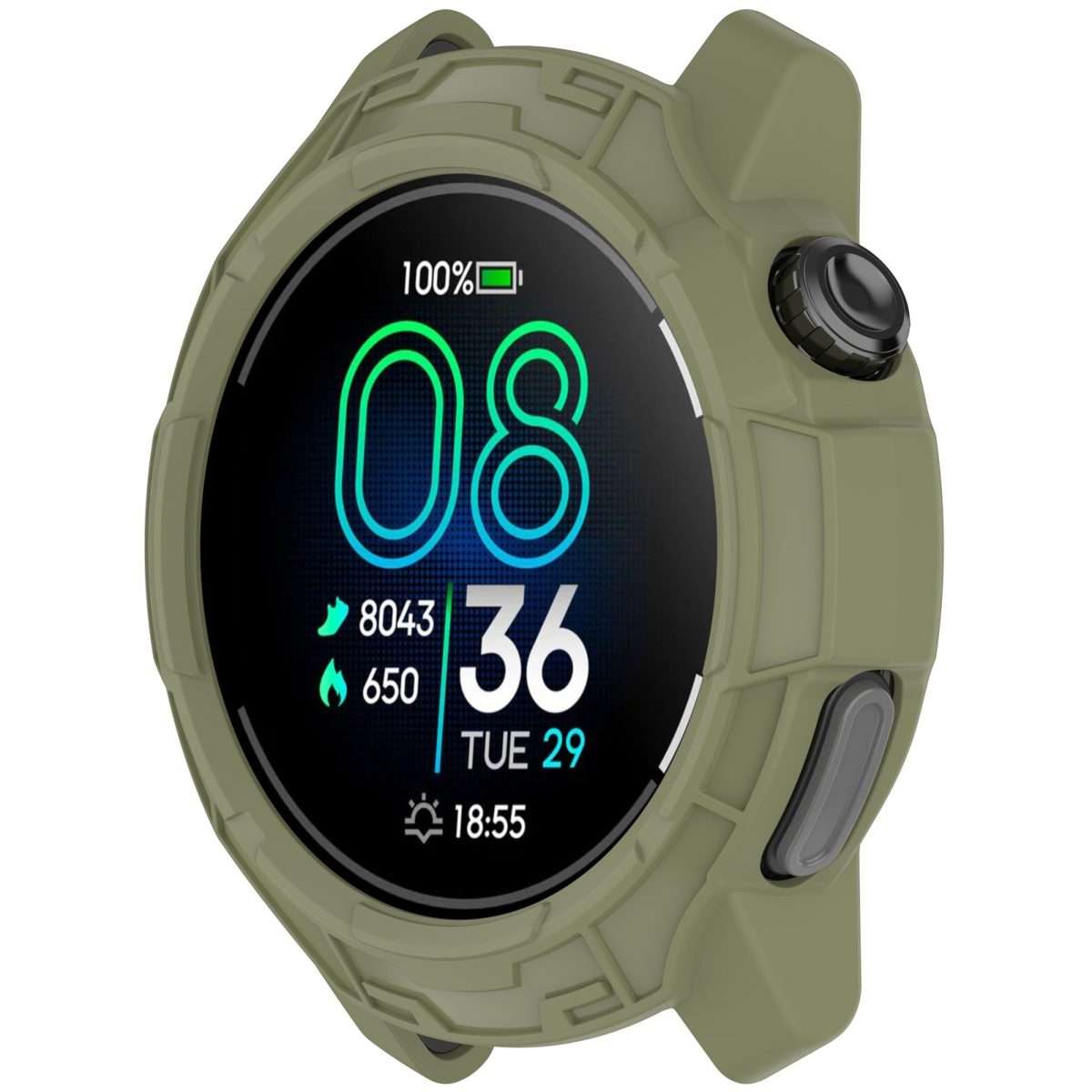 For COROS Pace Pro Armor Hollow TPU Half Coverage Watch Protective Case(Jungle Green)