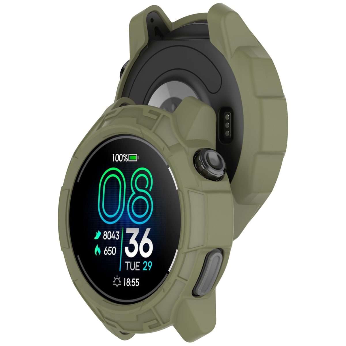 For COROS Pace Pro Armor Hollow TPU Half Coverage Watch Protective Case(Jungle Green)