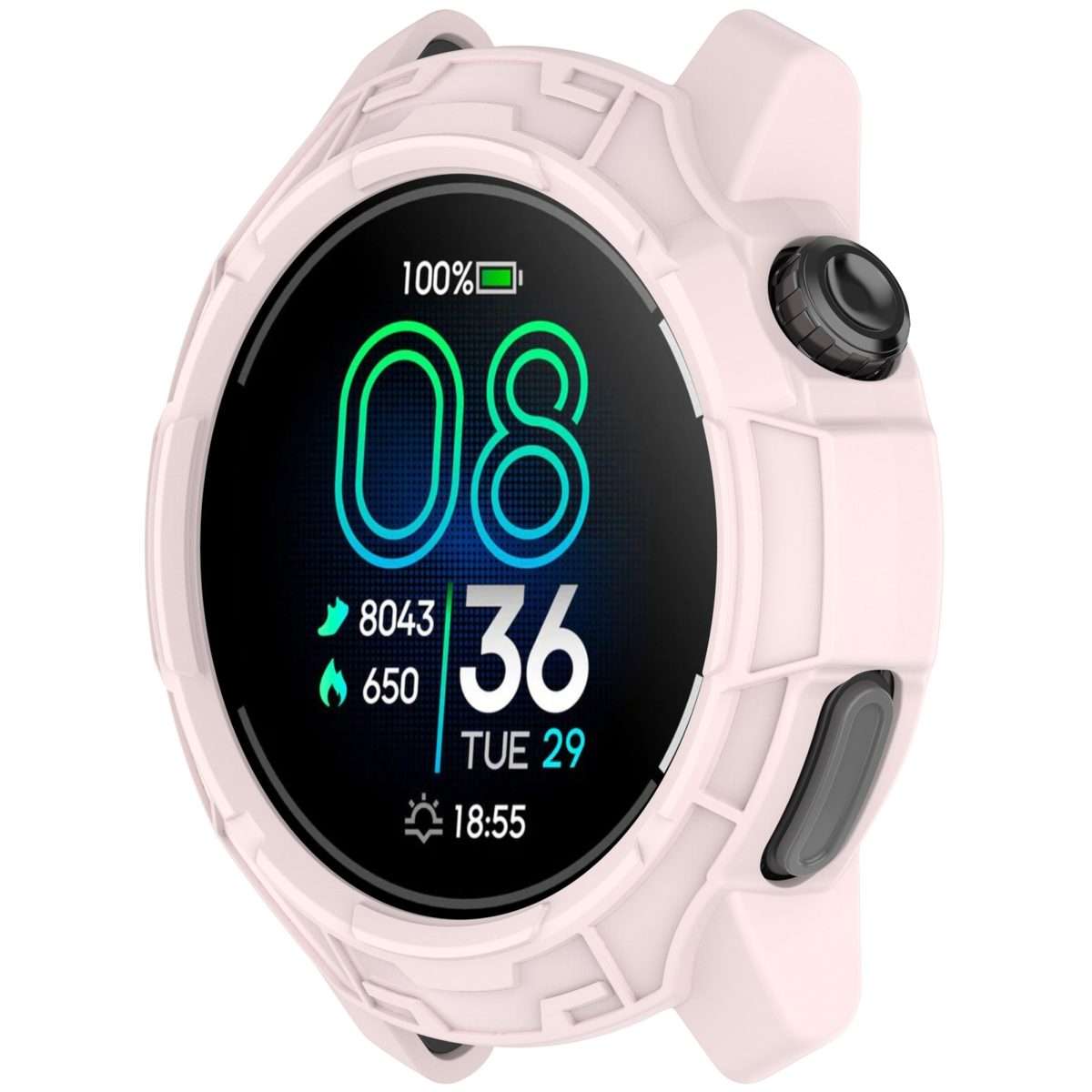 For COROS Pace Pro Armor Hollow TPU Half Coverage Watch Protective Case(Light Pink)