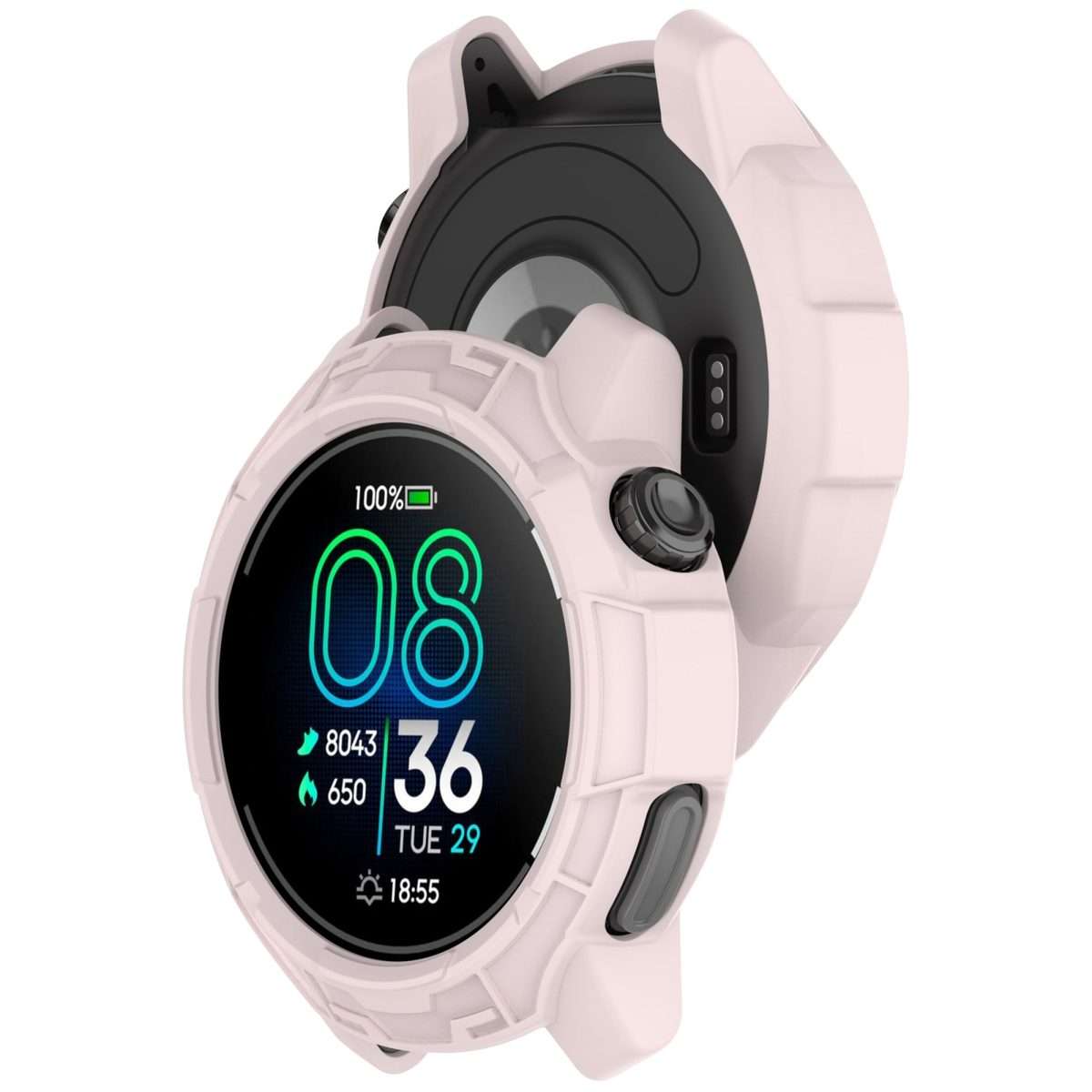 For COROS Pace Pro Armor Hollow TPU Half Coverage Watch Protective Case(Light Pink)