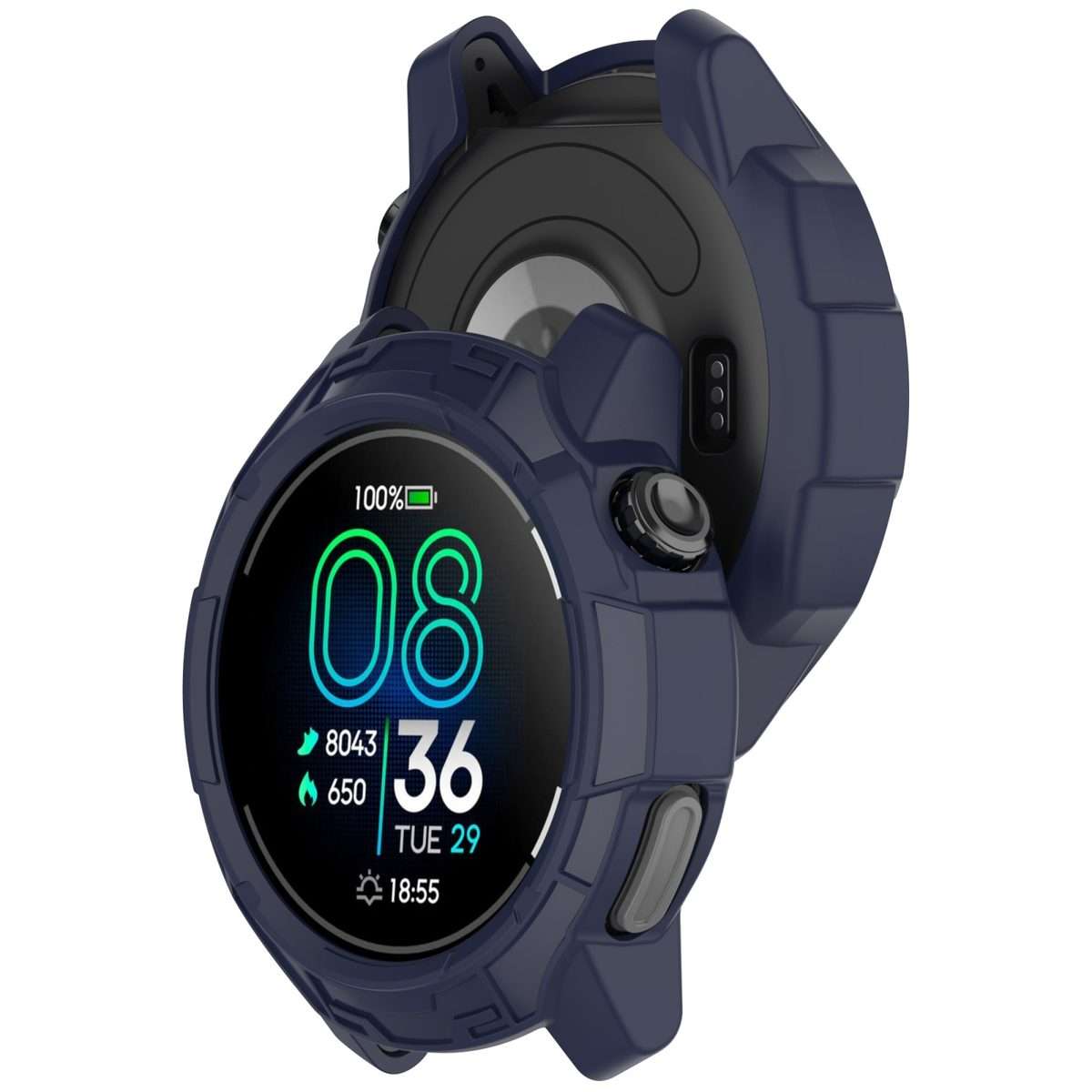 For COROS Pace Pro Armor Hollow TPU Half Coverage Watch Protective Case(Midnight Blue)