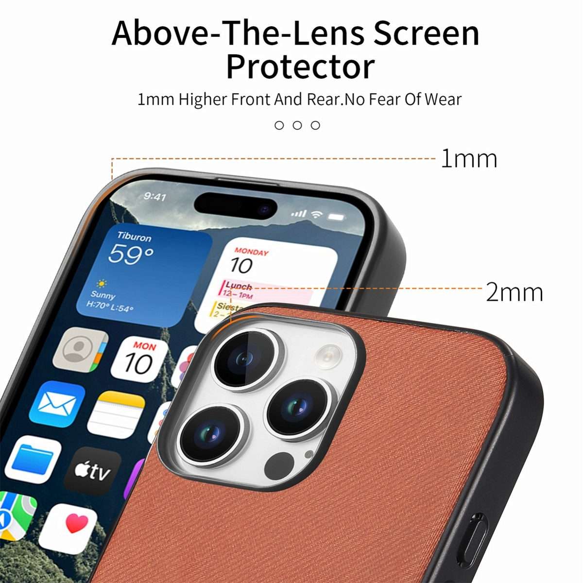 For iPhone 11 Pro Max Twill Fabric Leather Skin Back Phone Case(Brown)
