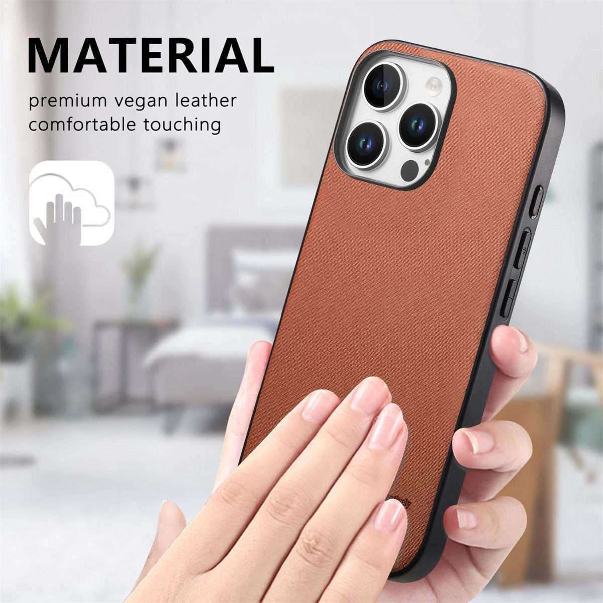 For iPhone 11 Pro Max Twill Fabric Leather Skin Back Phone Case(Brown)