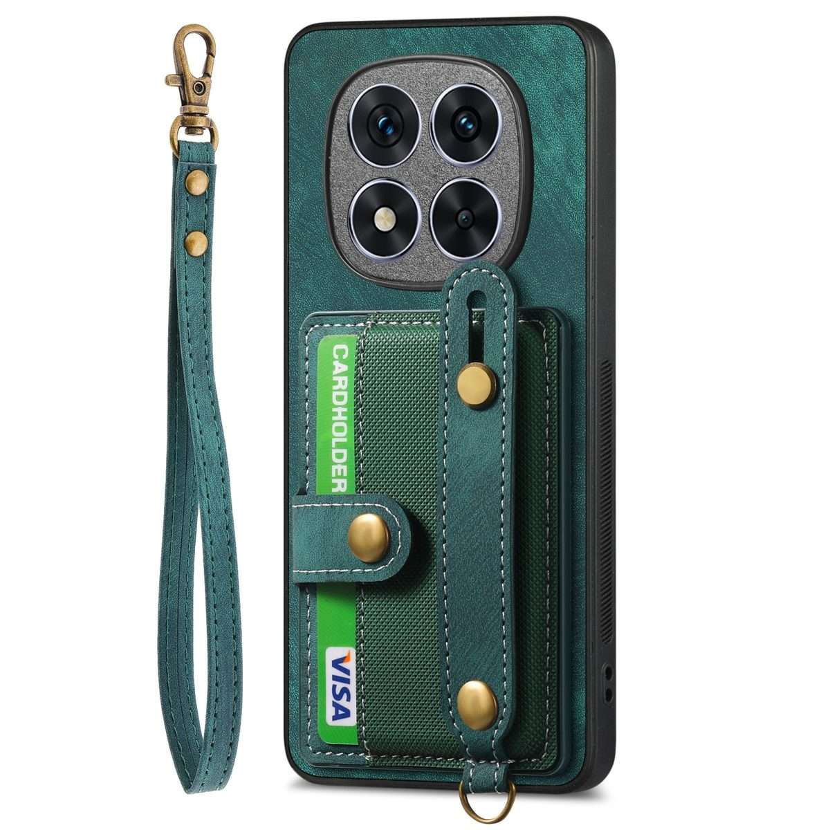 For Xiaomi Redmi Note 14 Pro+ 5G Retro Cross Wristband Wallet Leather Back Phone Case(Green)