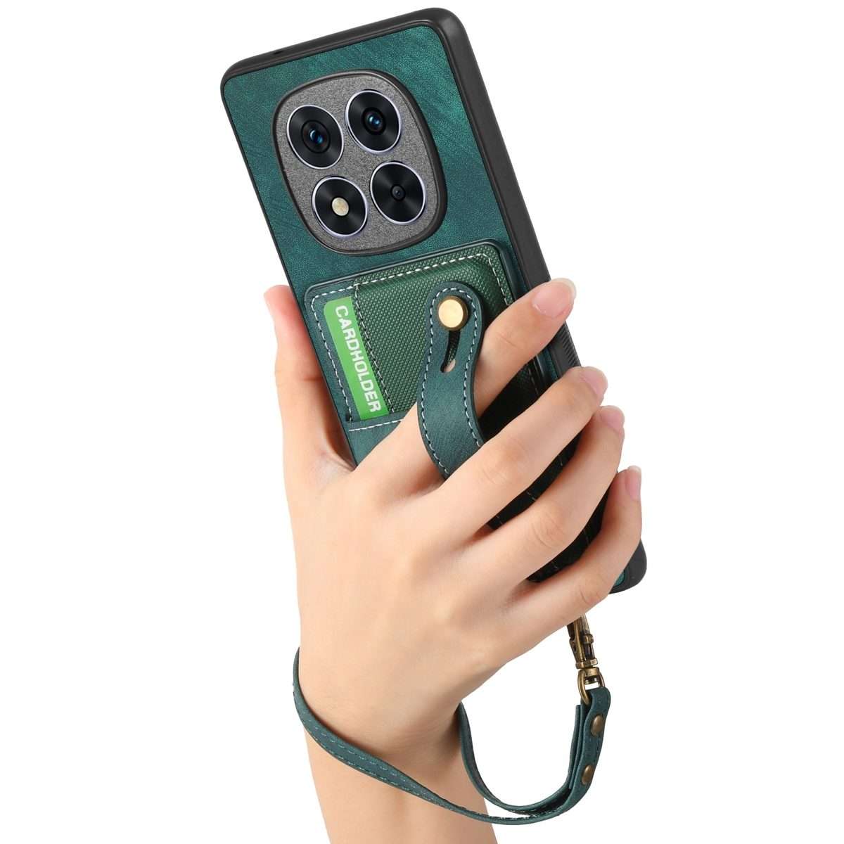 For Xiaomi Redmi Note 14 Pro+ 5G Retro Cross Wristband Wallet Leather Back Phone Case(Green)