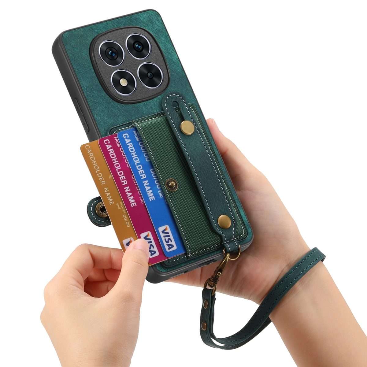 For Xiaomi Redmi Note 14 Pro+ 5G Retro Cross Wristband Wallet Leather Back Phone Case(Green)