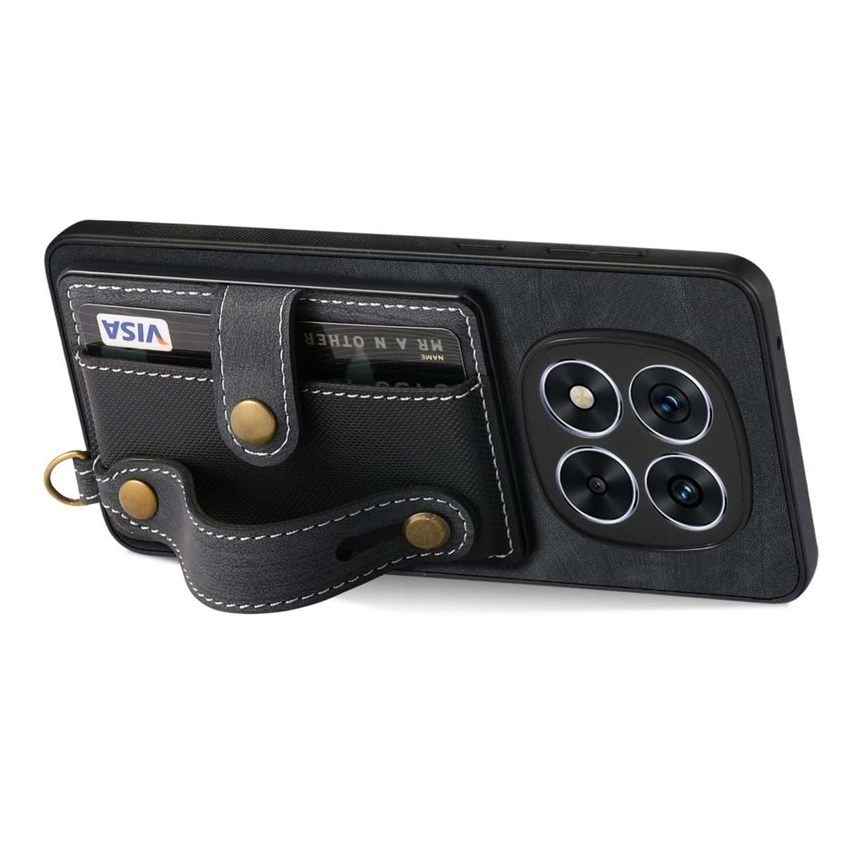 For Xiaomi Redmi Note 14 Pro+ 5G Retro Cross Wristband Wallet Leather Back Phone Case(Black)