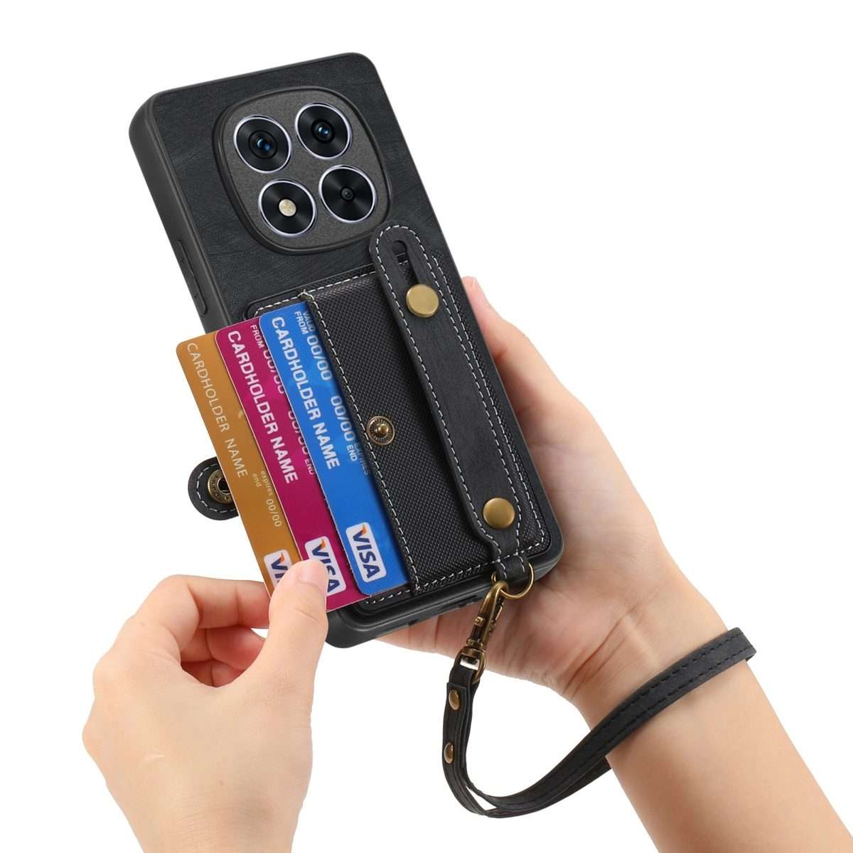 For Xiaomi Redmi Note 14 Pro+ 5G Retro Cross Wristband Wallet Leather Back Phone Case(Black)