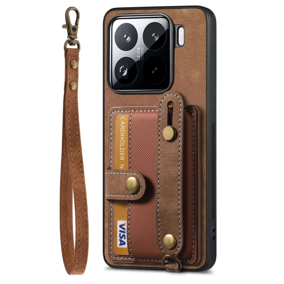 For Xiaomi 15 Pro Retro Cross Wristband Wallet Leather Back Phone Case(Brown)