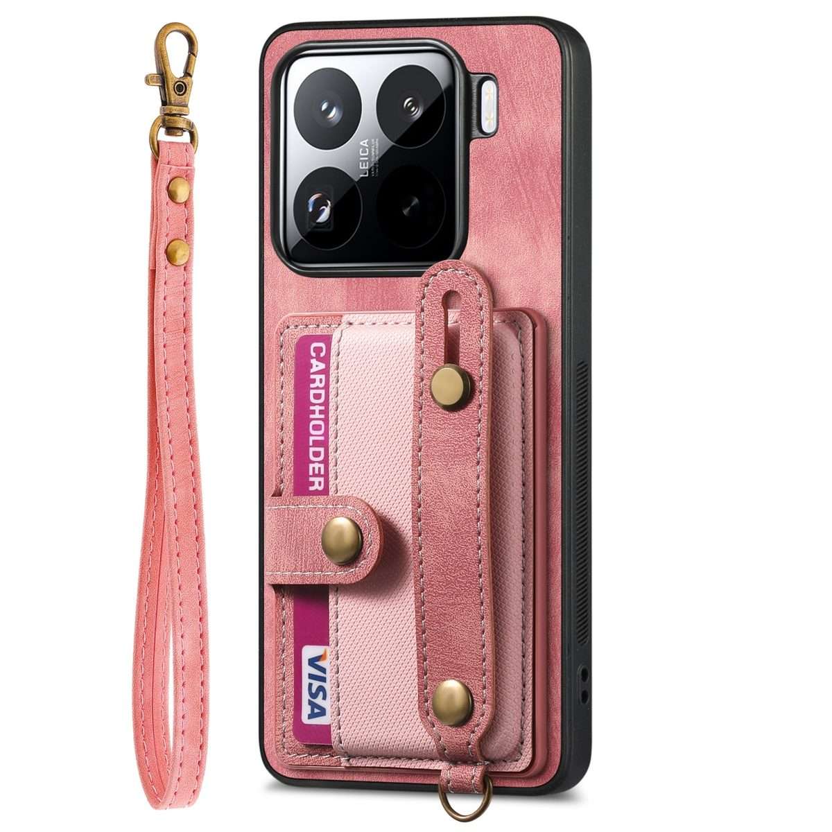 For Xiaomi 15 Pro Retro Cross Wristband Wallet Leather Back Phone Case(Pink)