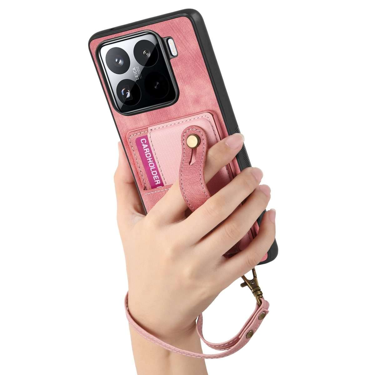 For Xiaomi 15 Pro Retro Cross Wristband Wallet Leather Back Phone Case(Pink)