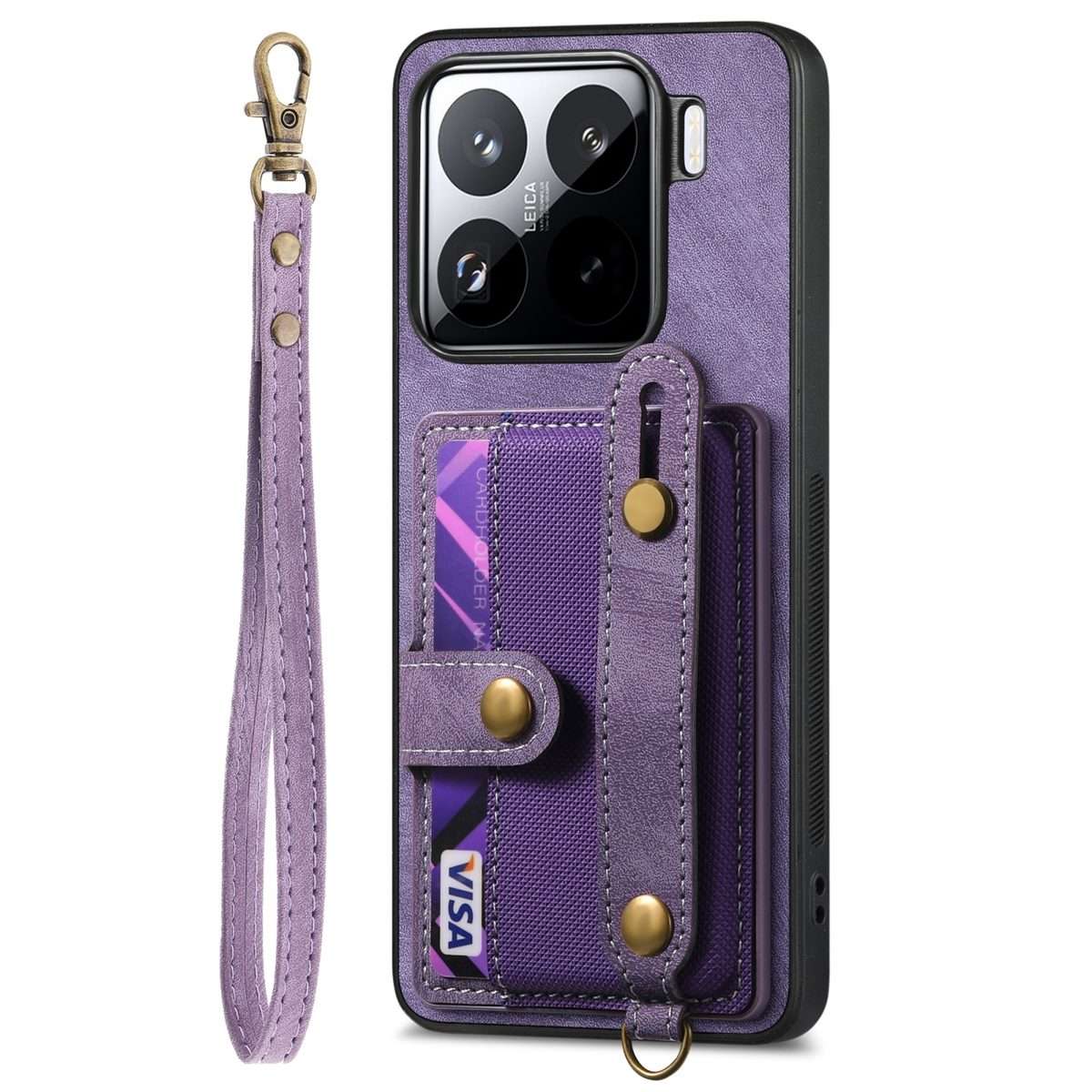 For Xiaomi 15 Pro Retro Cross Wristband Wallet Leather Back Phone Case(Purple)