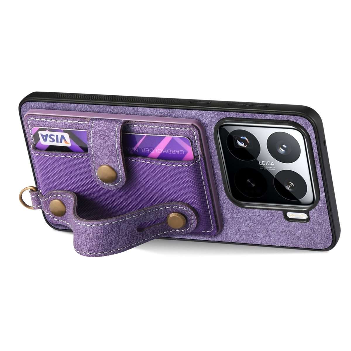 For Xiaomi 15 Pro Retro Cross Wristband Wallet Leather Back Phone Case(Purple)