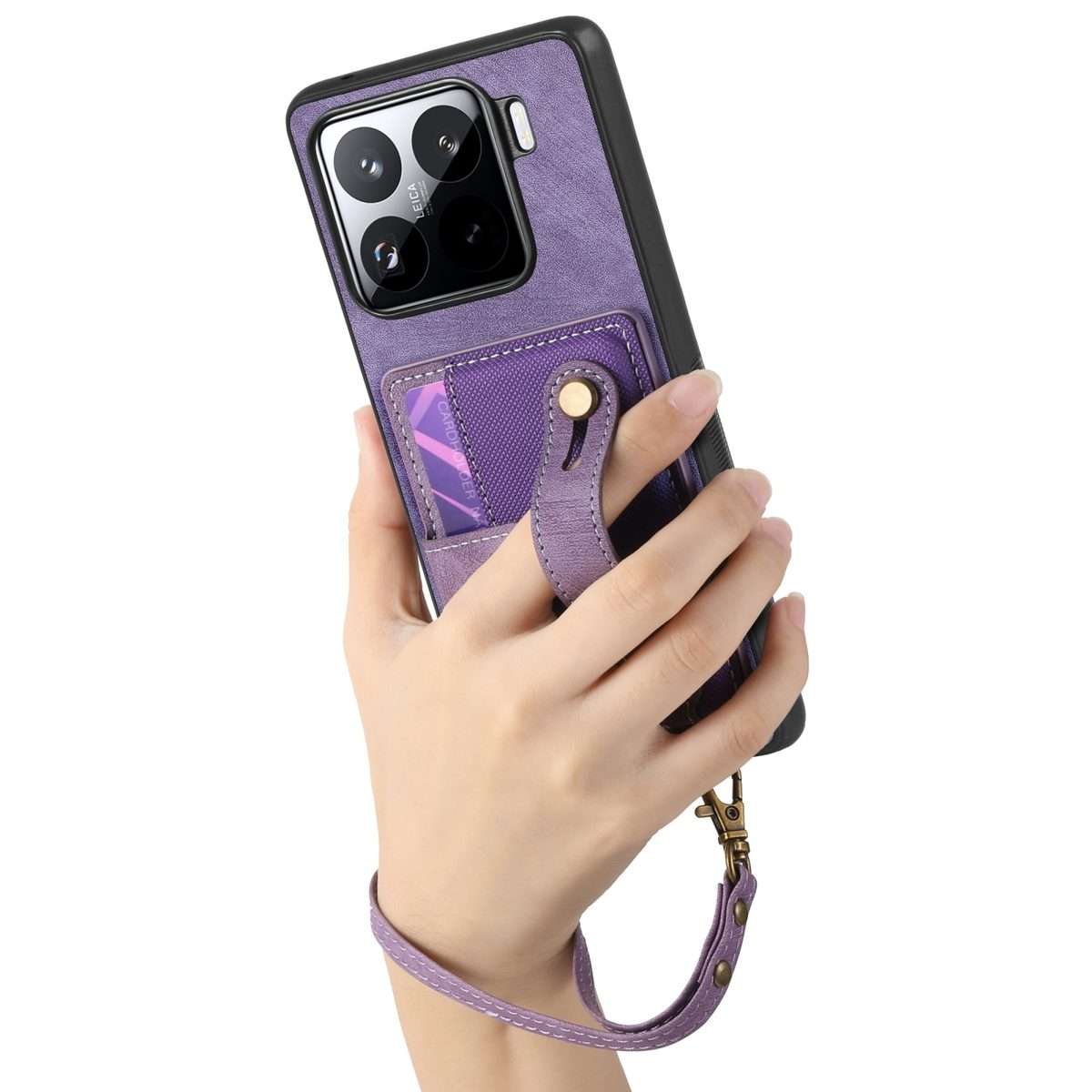 For Xiaomi 15 Pro Retro Cross Wristband Wallet Leather Back Phone Case(Purple)