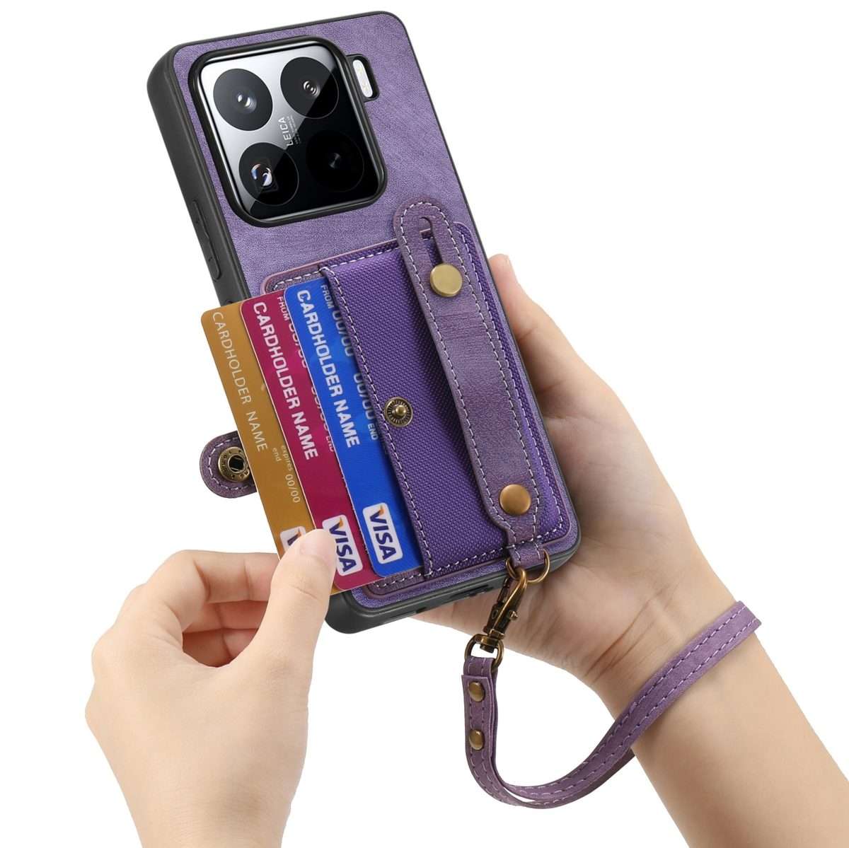 For Xiaomi 15 Pro Retro Cross Wristband Wallet Leather Back Phone Case(Purple)