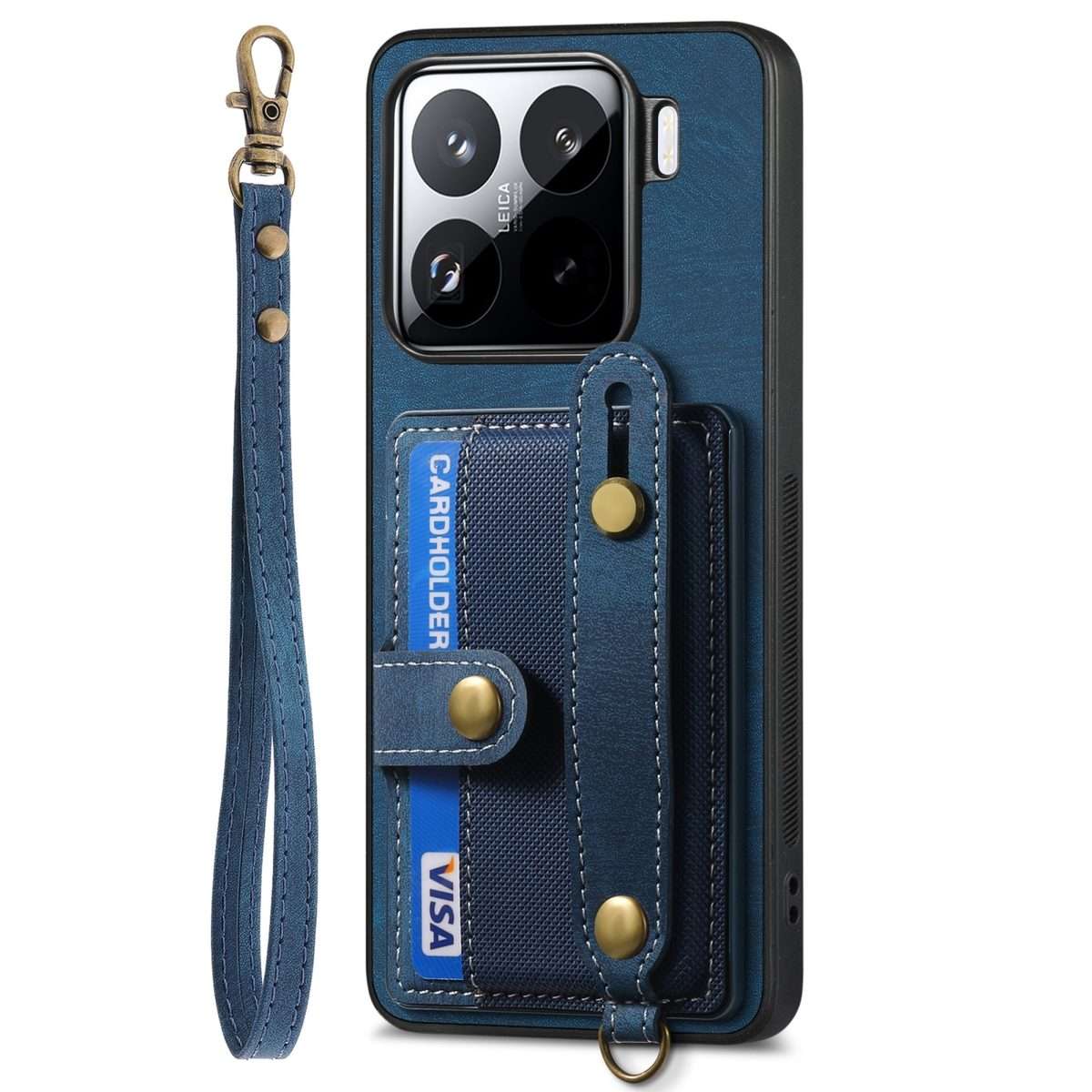 For Xiaomi 15 Pro Retro Cross Wristband Wallet Leather Back Phone Case(Blue)