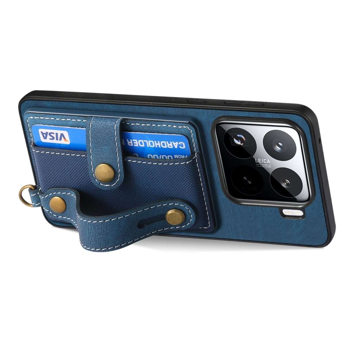 For Xiaomi 15 Pro Retro Cross Wristband Wallet Leather Back Phone Case(Blue)