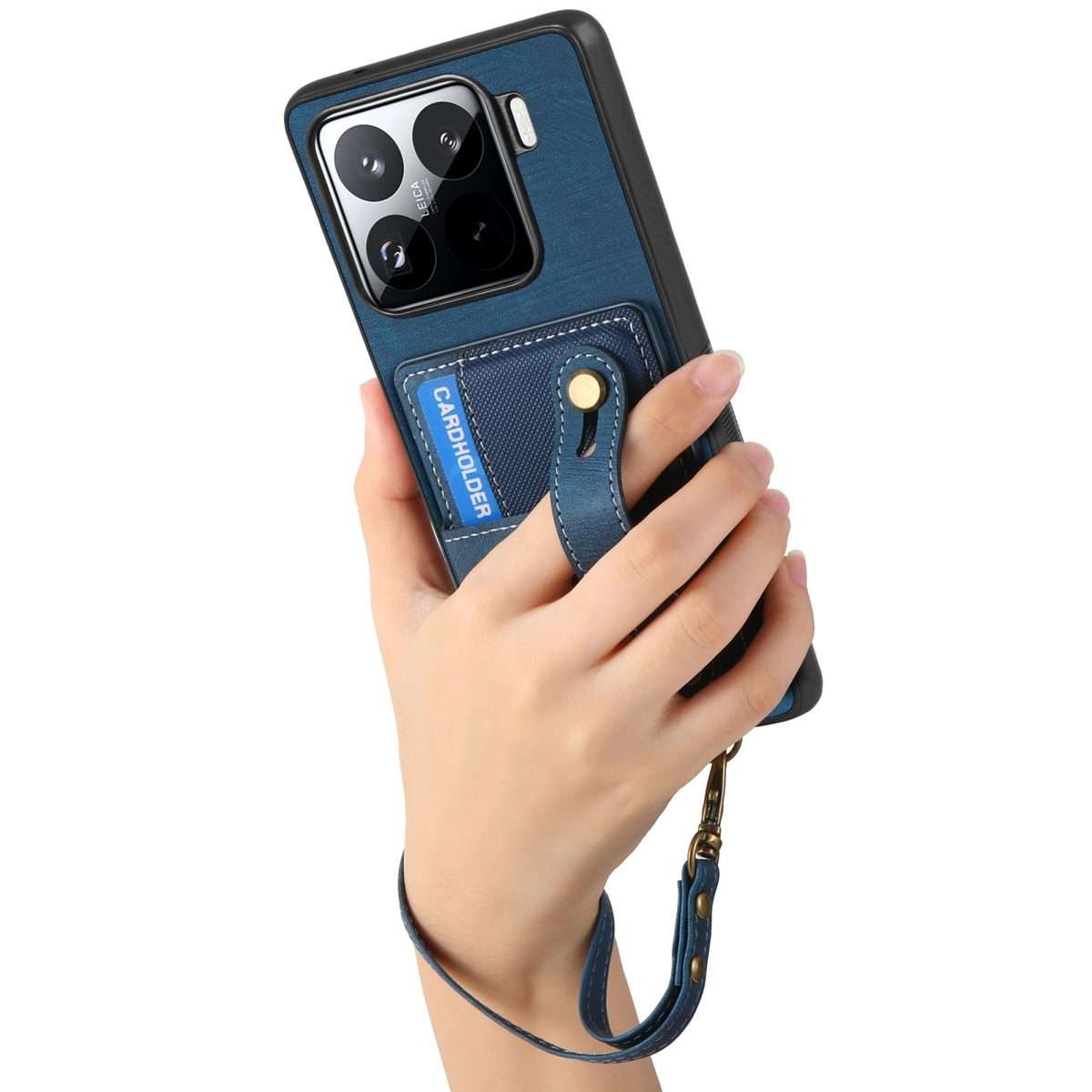 For Xiaomi 15 Pro Retro Cross Wristband Wallet Leather Back Phone Case(Blue)