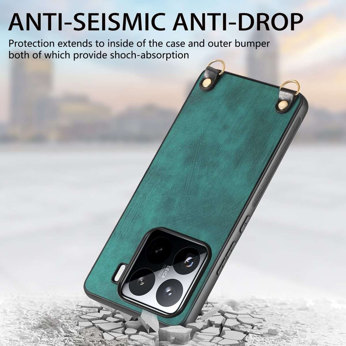 For Xiaomi Redmi Note 14 Pro+ 5G Vintage Leather PC Back Cover Phone Case with Crossbo ... (Black)