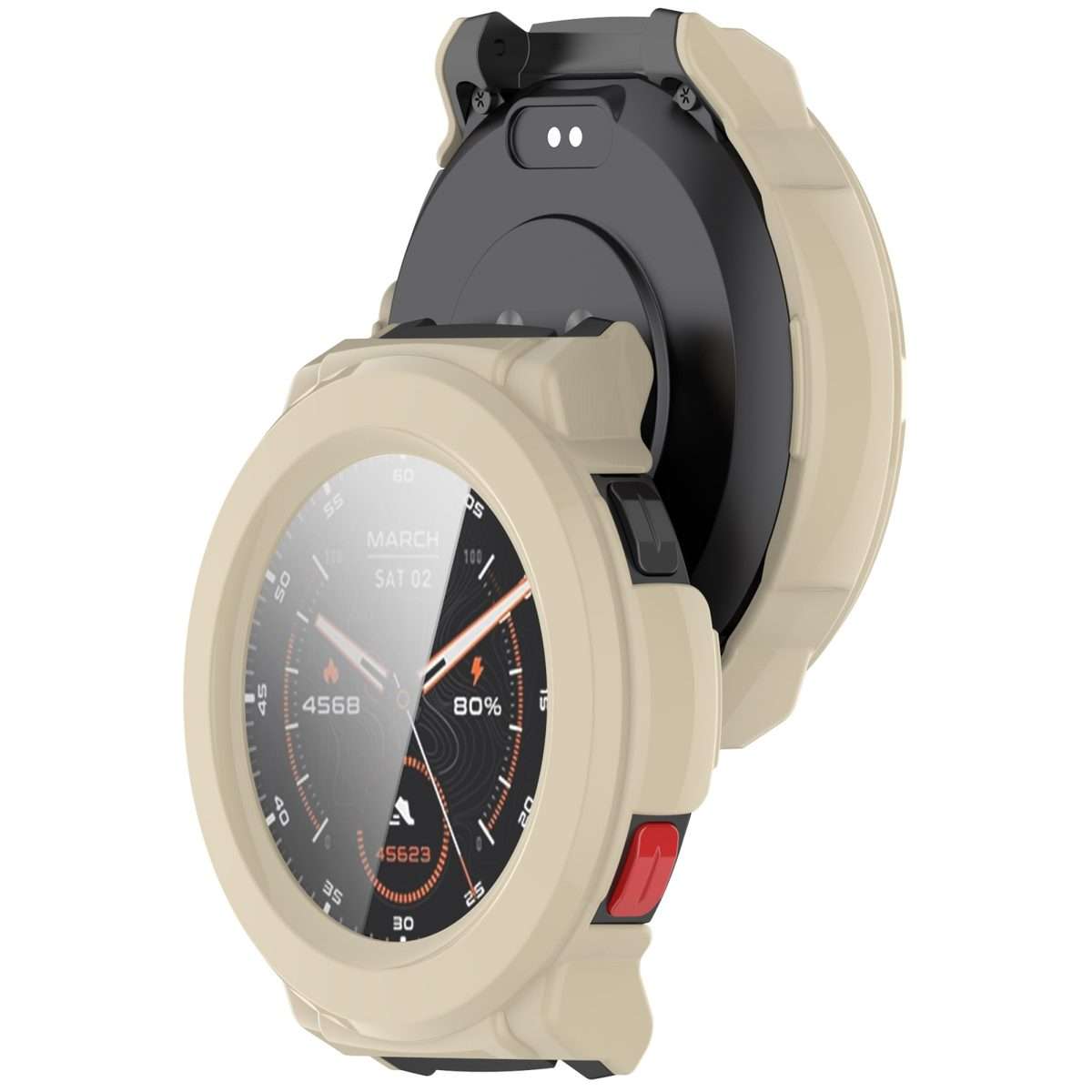 For Mibro Watch GS Pro Tempered Film Integrated PC Watch Protective Case(Ivory White)