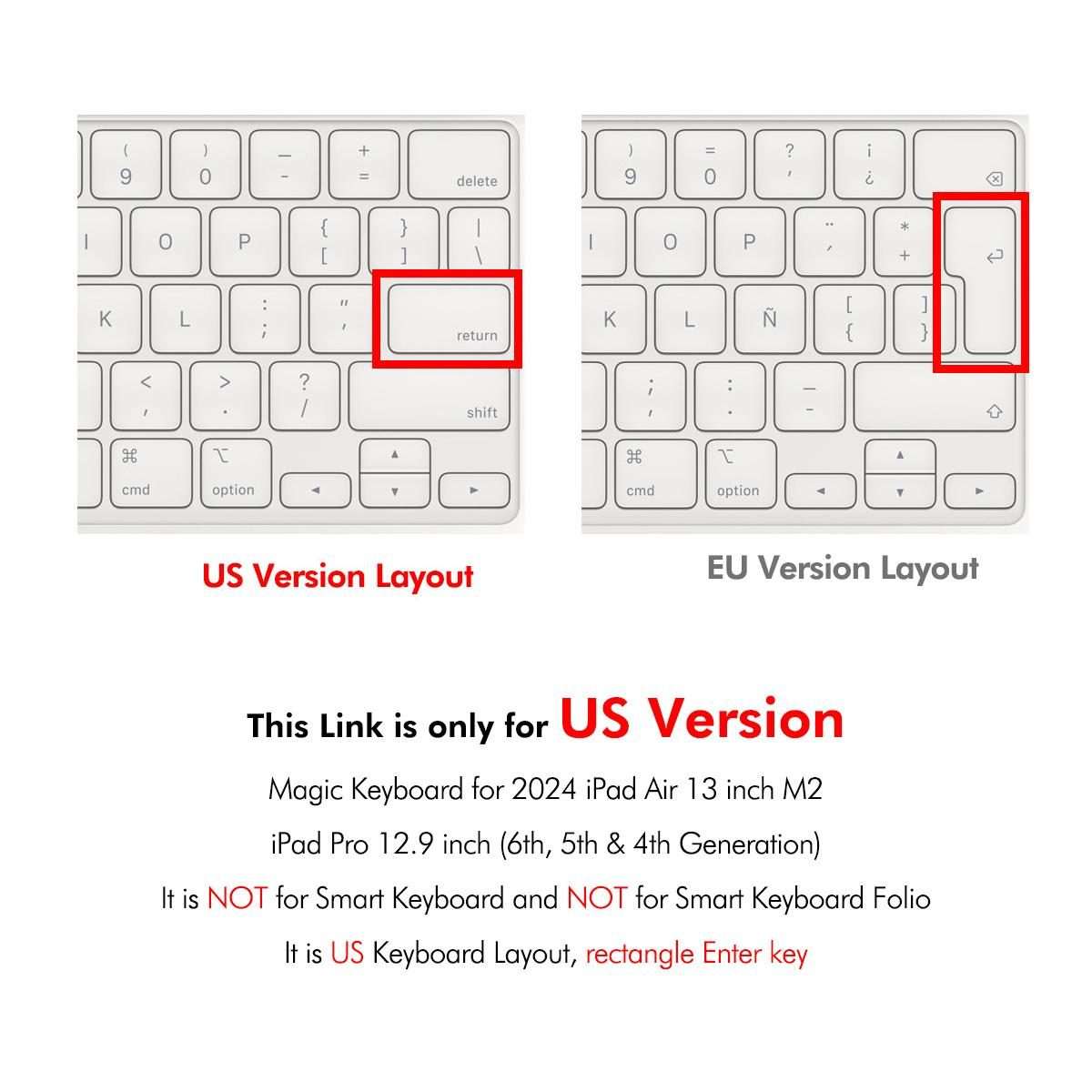For iPad Air 13 (2024) / iPad Pro 12.9 (2022/2021/2020) ENKAY US Version Magic Keyboard Cover Soft