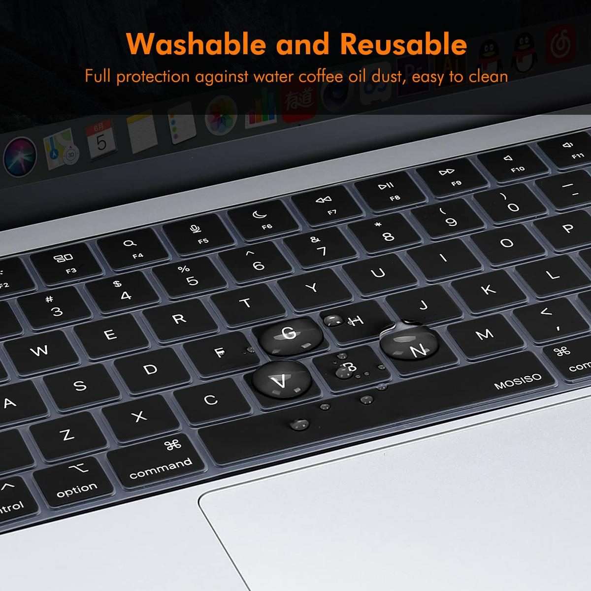 For MacBook Air 13.6 / 15.3  Pro 14.2 / 16.2 ENKAY US Version Keyboard Cover Soft S ... (White)