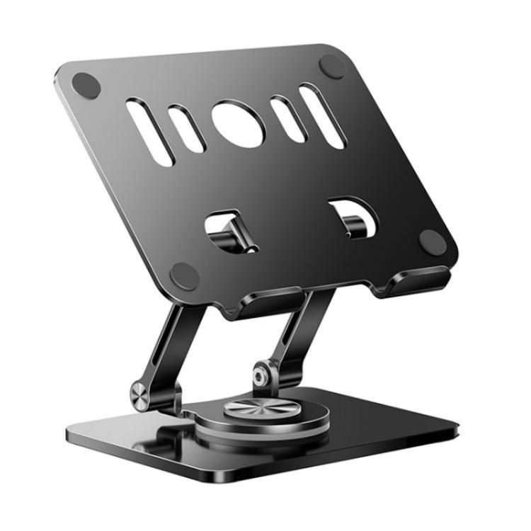J58 Dual Rod Support Alloy Steel Foldable Rotating Tablet Holder(Black)