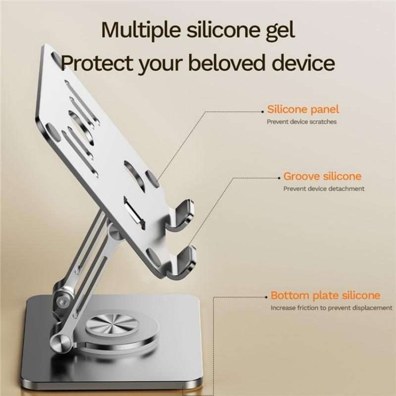 J58 Dual Rod Support Alloy Steel Foldable Rotating Tablet Holder(Black)