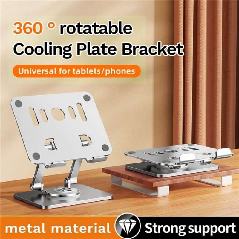 J58 Dual Rod Support Alloy Steel Foldable Rotating Tablet Holder(Silver)